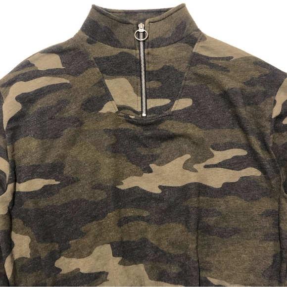 PINK by VS Camo Cropped Quarter Zip Sweatshirt Womens Size XS - Picture 6 of 12